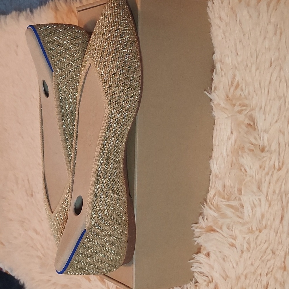 Rothy's The Point II Flats In Gold Stripe - Picture 13 of 16